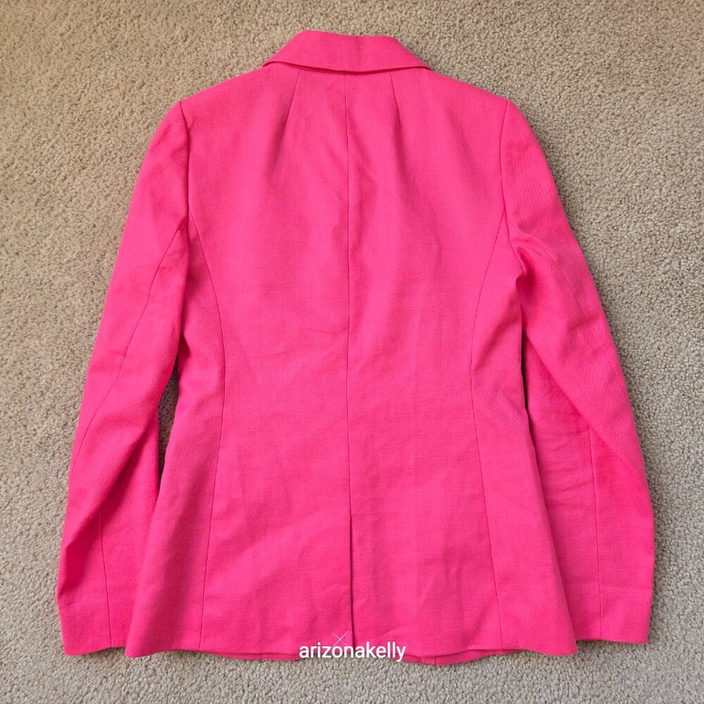 NWT J. Crew Linen Parke Blazer in Stretch Linen Blend *PINK* 00 Vivid Begonia - Picture 10 of 11